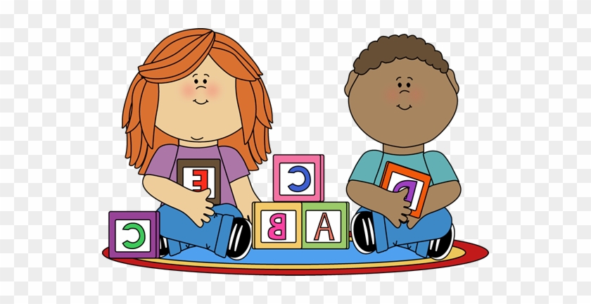 Kids Playing With Blocks - Play Centers Clipart #1204470
