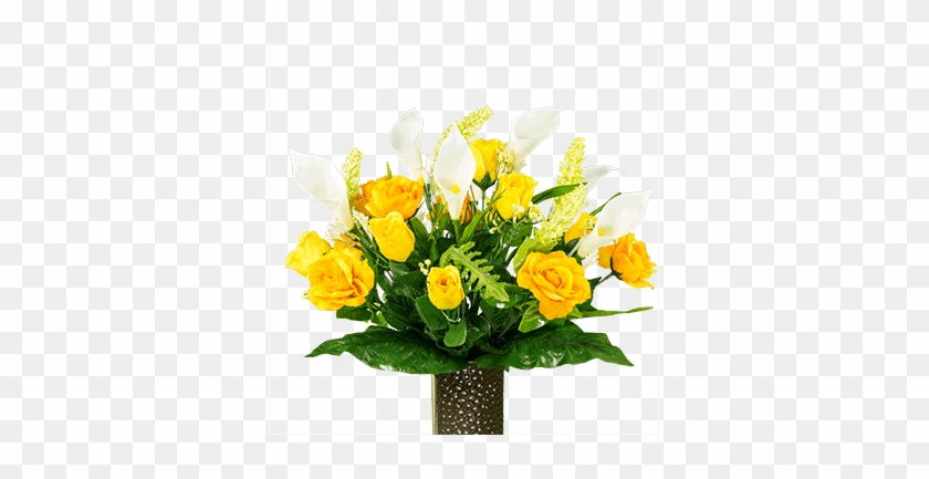 Yellow Rose With Cream Calla Lily - Ruby's Silk Flowers Yellow Rose With Cream Calla Lily #1204664