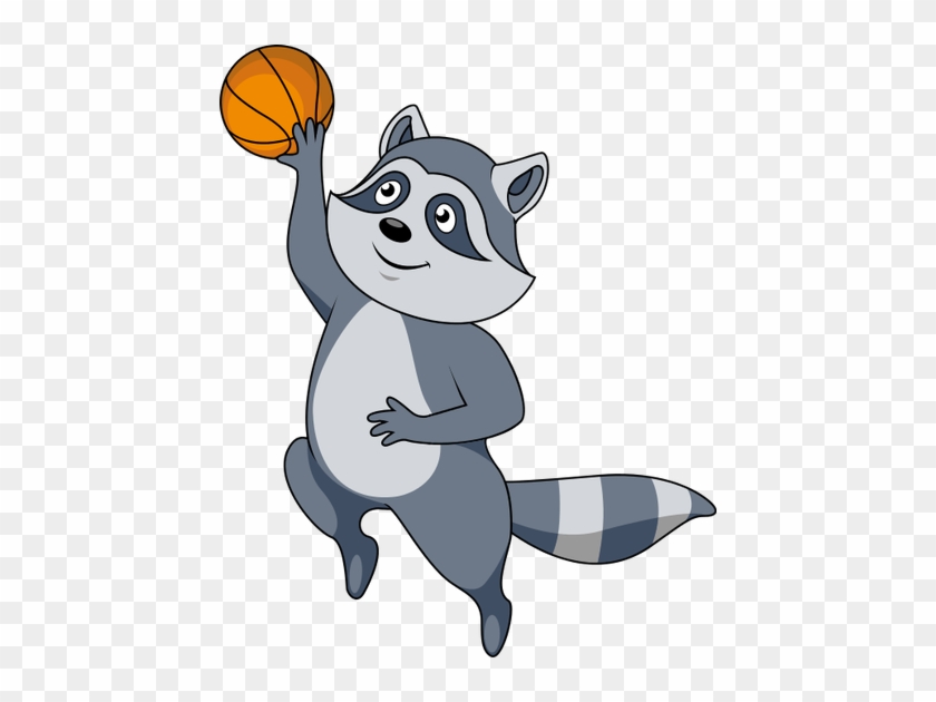 Cartoon Raccoon Player With Ball - Vector Graphics #1204675