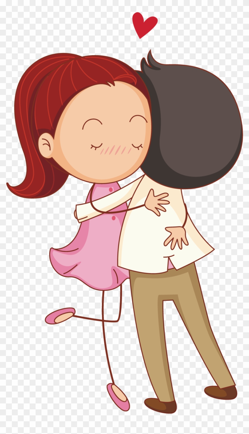 Hug Cartoon Drawing Illustration - Cartoon Boy And Girl Hugging #1204686