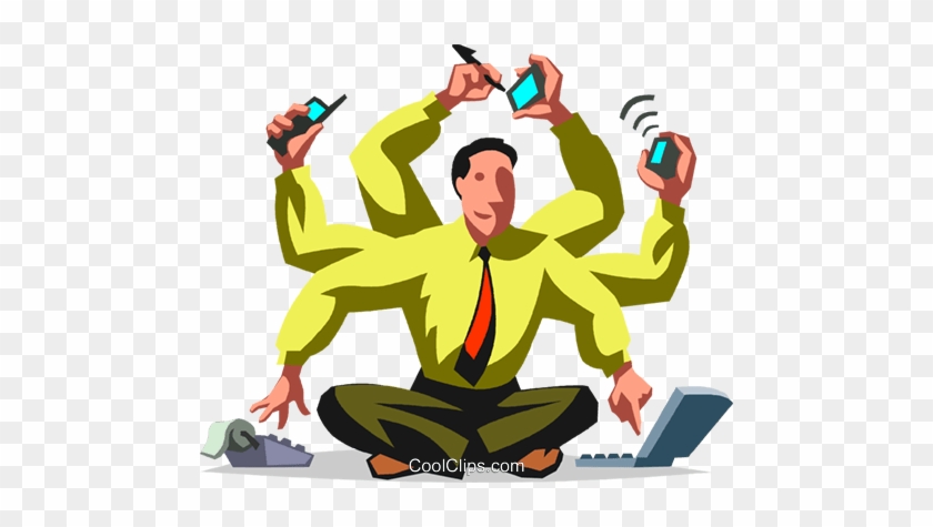 Businessman Multi-tasking Royalty Free Vector Clip - Sitting #1204748