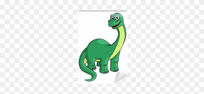 Adorable Green Cartoon Dinosaur Mascot Wall Mural • - Caricatura Dinosaurio De Cuello Largo #1204805