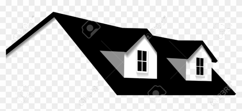 Flat Roof House Roof Window Clip Art - Roof Clipart Black And White #1204895