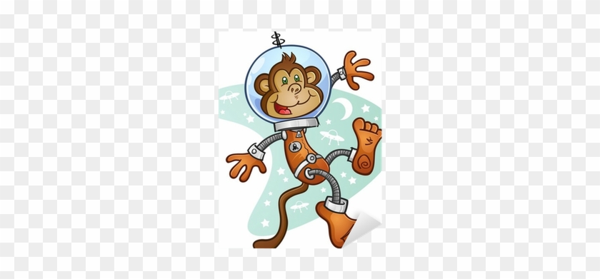 Monkey Astronaut Cartoon Character In A Space Suit - Dibujo De Mono Astronauta #1204921