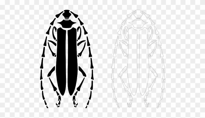 Longhorn Beetle Stencil Pattern Clipart - Longhorn Beetle #1204950