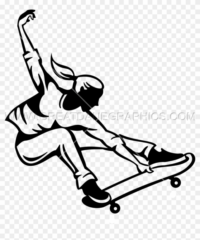 Female Skateboarder Trick Production Ready Artwork - Skateboarding #1205191