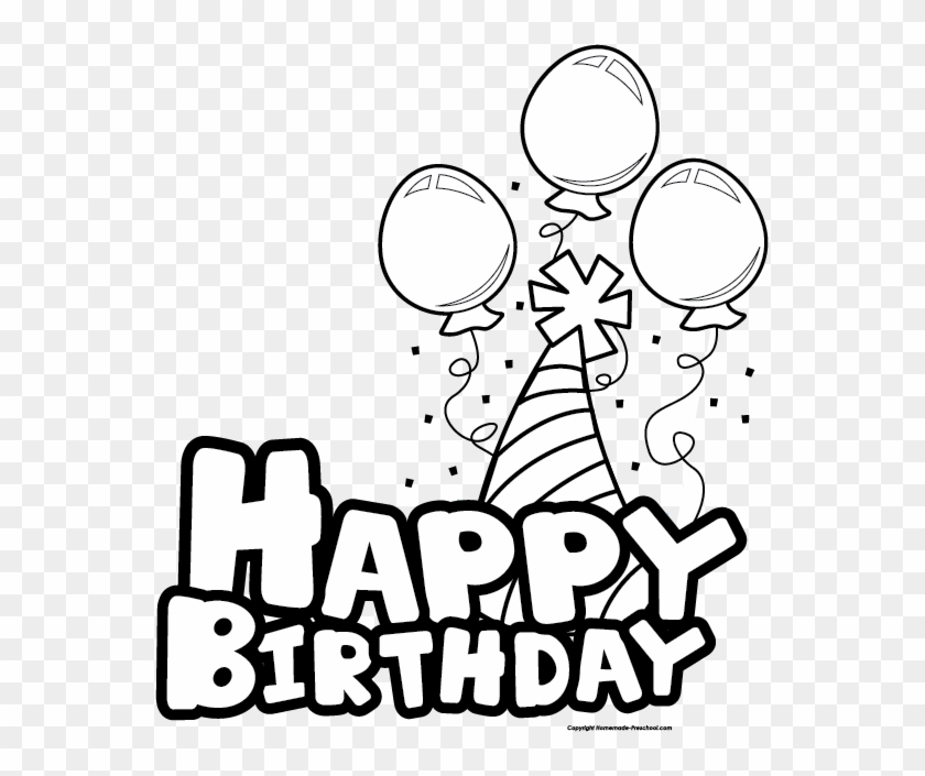 Happy Birthday Banner Clipart Black And White - Happy Birthday Black And White Balloons - Free Transparent PNG Clipart Images Download