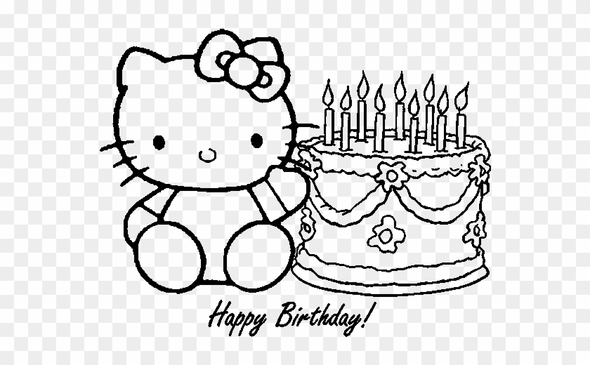 Free Hello Kitty Happy Birthday Coloring Images - Hello Kitty Coloring Pages #1205285