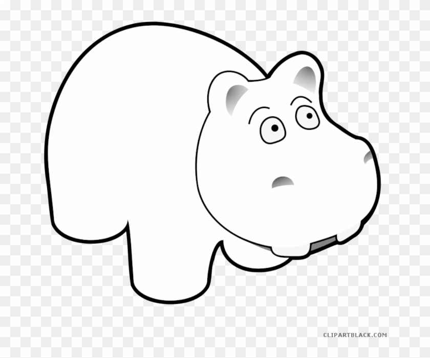 Hippo Outline Animal Free Black White Clipart Images - Hippo Clip Art #1205290