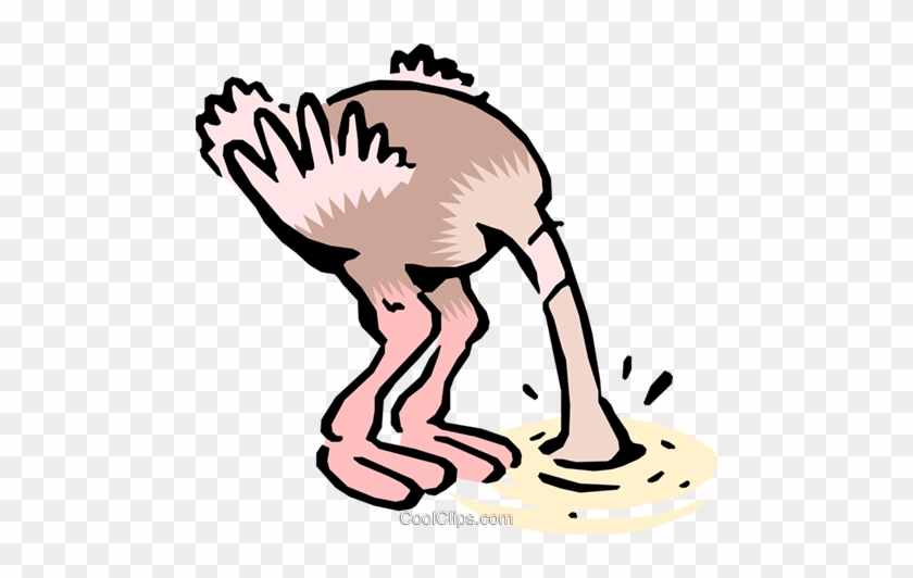 Cartoon Ostrich Royalty Free Vector Clip Art Illustration - Ostrich Head In Sand Animated Gif #1205301