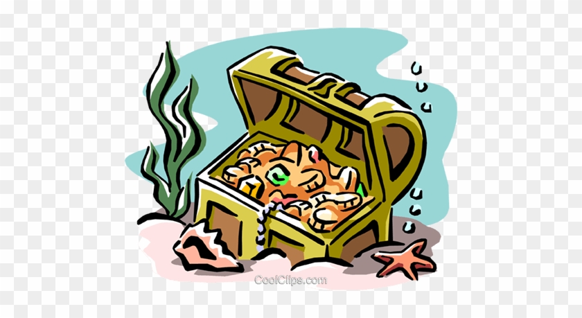 Treasure Chest Royalty Free Vector Clip Art Illustration - Sunk Ship Clipart #1205685