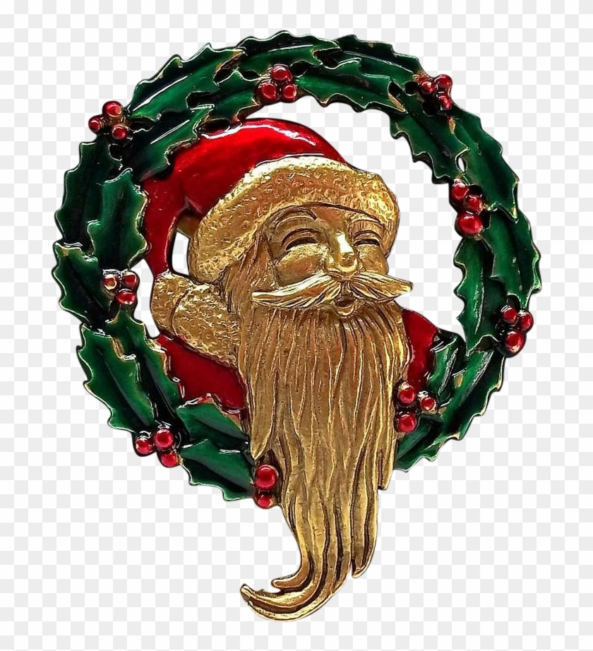 Jj Santa Claus Wreath Holly Christmas Xmas Jonette - Illustration #1206033