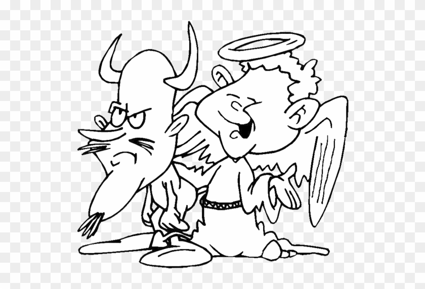 Heaven Vs Hell Devil Angel Coloring Page Purple Kitty - Cartoon #1206819