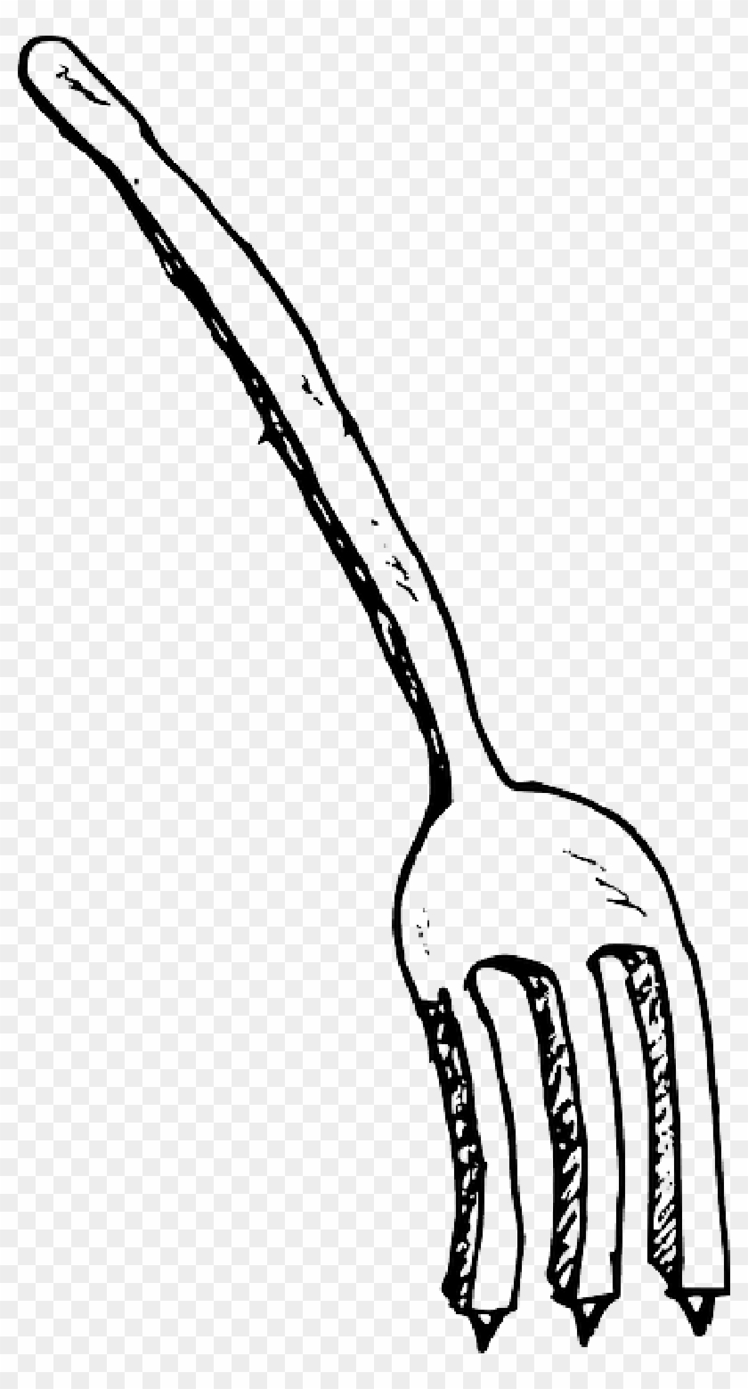 Black, Food, Outline, White, Cartoon, Tools, Tool, - Fork Clip Art #1206854