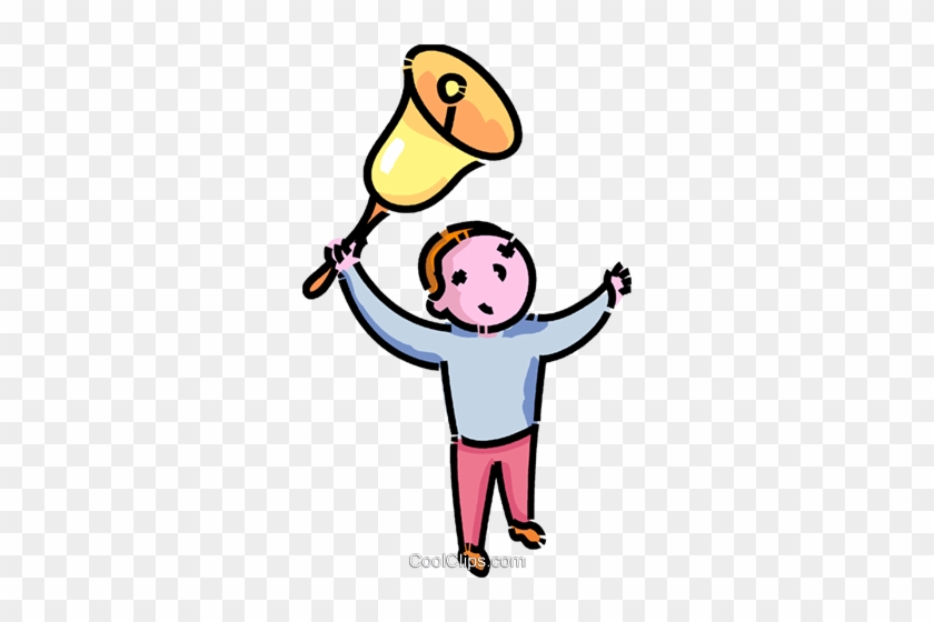 Boy Ringing The School Bell Royalty Free Vector Clip - Ring The Bell Cartoon #1207003