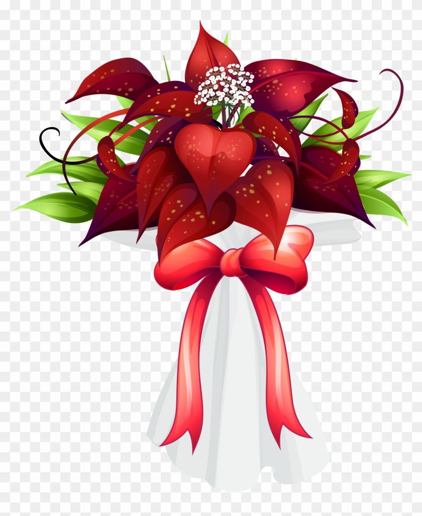 Flower Bouquet Red Clip Art - Birthday Flowers Bouquet Png #1207147