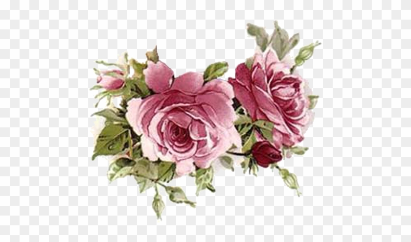 Lilac Tea Roses & Swags Shabby Waterslide Decals ~medium~ - Flower Vintage Png Pink #1207292