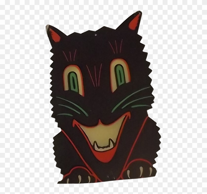Larger Size 1940s Cat Face Hang Type Transparency Halloween - Illustration #1207773