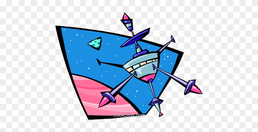 Satellite In Orbit Royalty Free Vector Clip Art Illustration - Earth #1208664