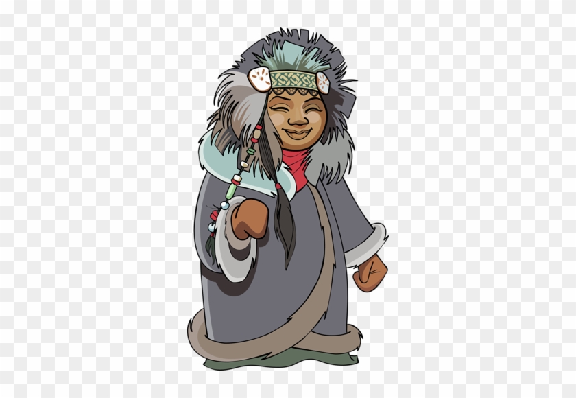 Cartoon Man With A Woman Of The Far North In The National - Cartoon #1208685