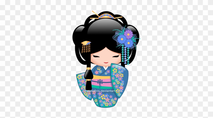 Geisha Clipart Kokeshi Doll - Keiko Kokeshi Doll - Blue Kimono Geisha Girl Tote Bag #1209004