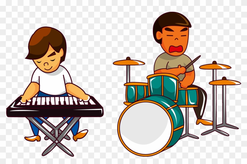 Rock Band Cartoon Musical Ensemble Rock Music - Play The Drum Png #1209243