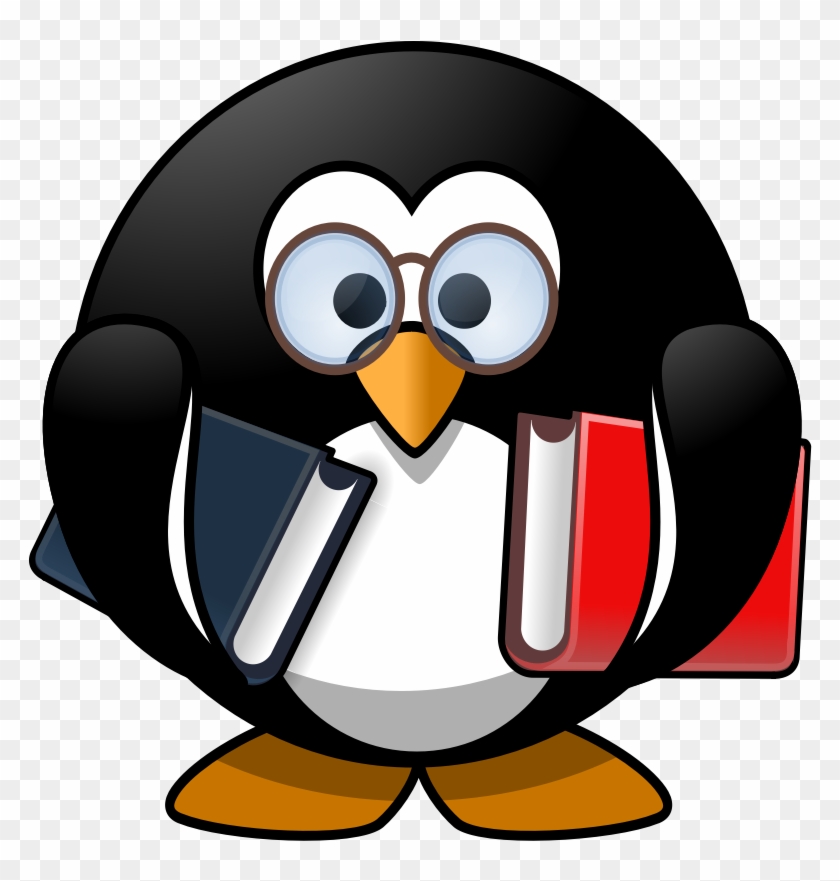 Clipart - Bookworm Penguin - Penguins Reading A Book #1209262