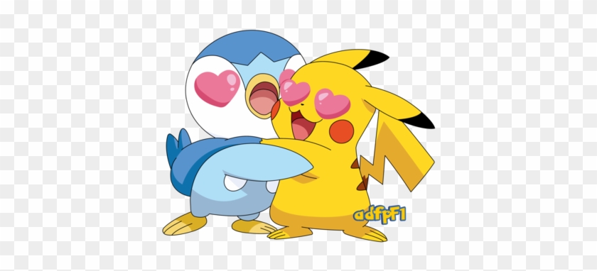 393-025 Piplup Y Pikachu By Adfpf1 - Pikachu And Piplup In Love #1209342