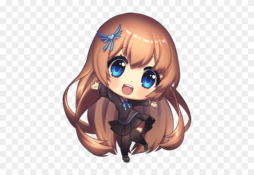Anime Chibi Girl With Brown Hair And Blue Eyes Download - Chibi Anime Girl Transparent  Background - Free Transparent PNG Clipart Images Download