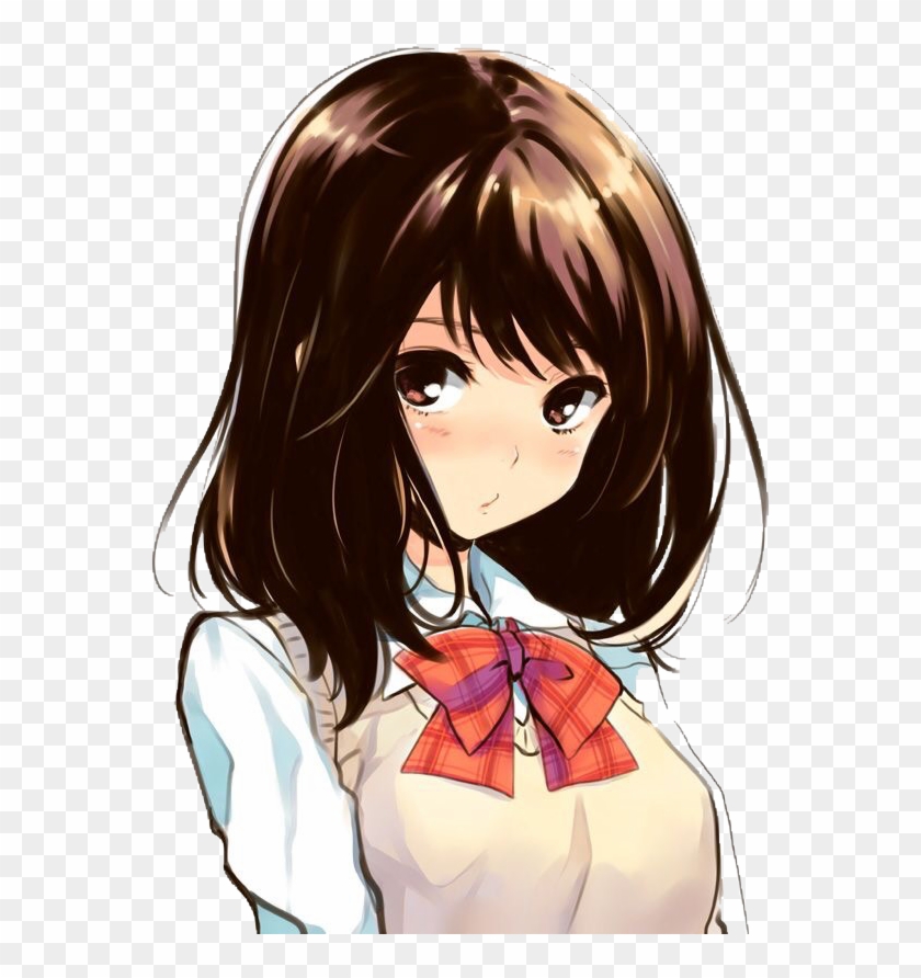 Anime - ) - Short Brown Haired Anime Girl - Free Transparent PNG Clipart  Images Download
