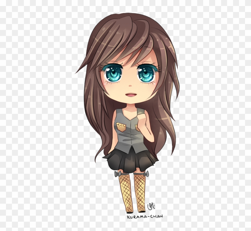 Chibi Comission For Soulia By Kurama Chan - Chibi Girl With Brown Hair And Blue Eyes #1209616