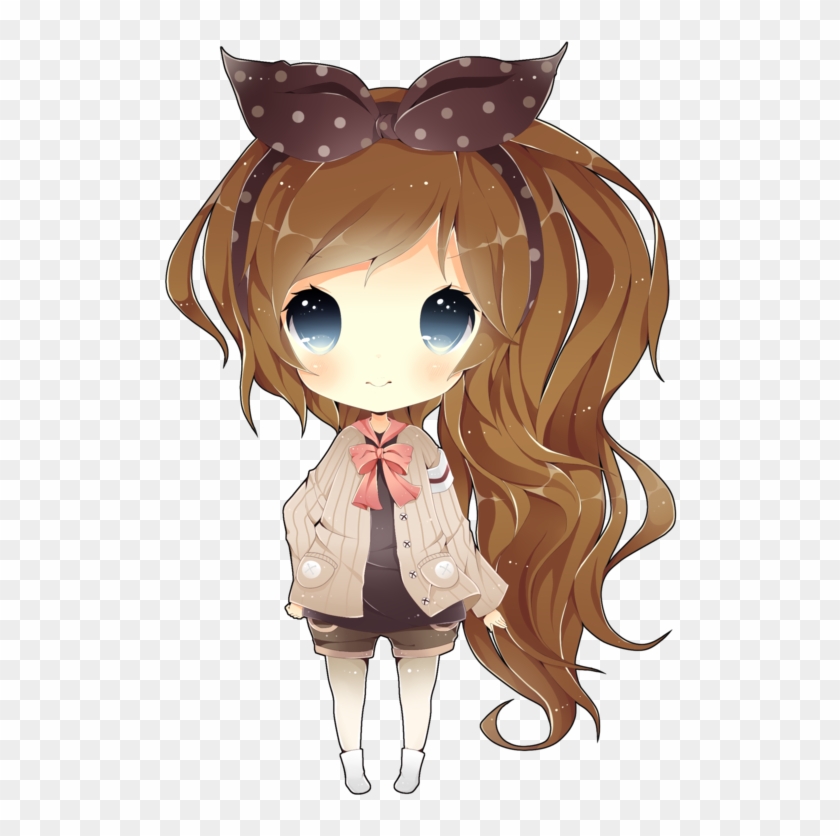 Anime Chibi Girl With Brown Hair And Blue Eyes For - Chibi Girl With Brown Hair #1209639