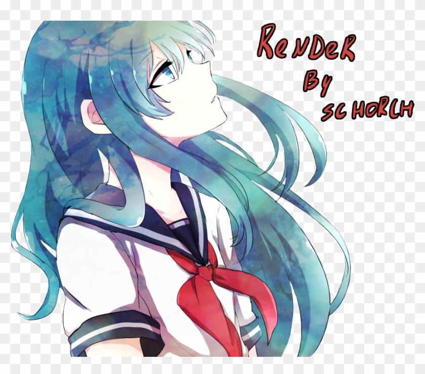Blue Hair Anime Girl Render By Schorch2812 - Anime Girl Render Blue #1209764