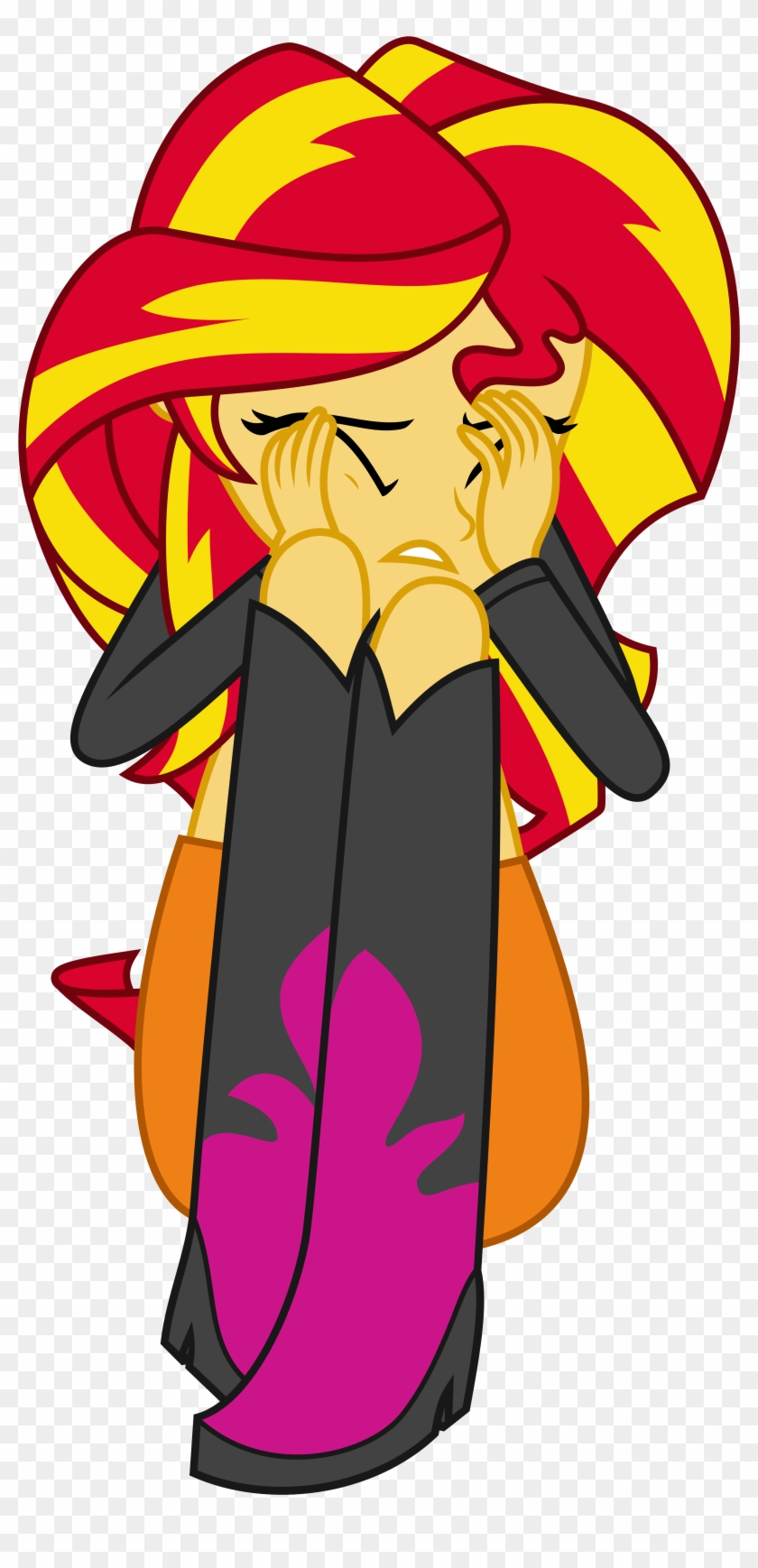 Sunset Shimmer In Rain My Little Pony Equestria Girl - Sad Sunset Shimmer Vector #1210060