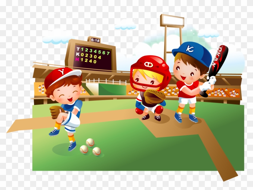 Baseball Field Cartoon Child - Cartoons Baseball Backgrounds #1210368