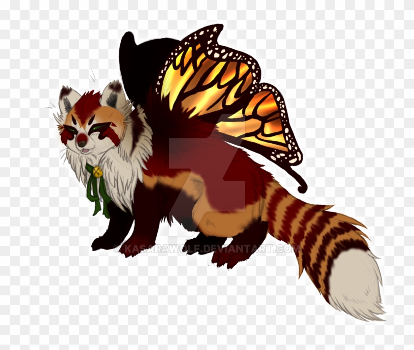 Butterfly Red Panda Paypal Adopt Auction Gone By Kasarawolf - Red Panda And A Wolf #1210633