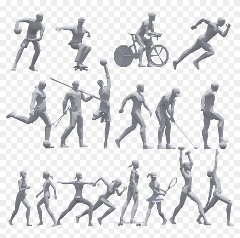 3 Low Poly Sport Pose Pack Royalty-free 3d Model - Low Poly #1210719