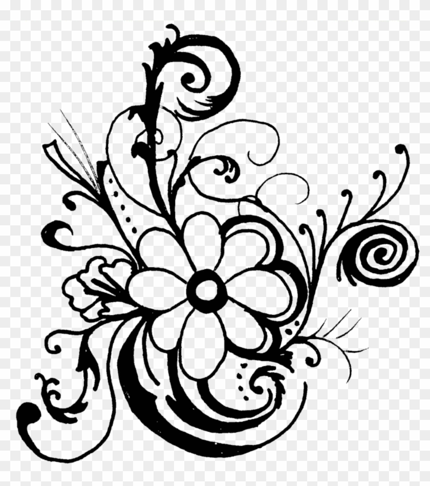 Black And White Flower Border Clipart - Black And White Border Line Flowers Png #1210913