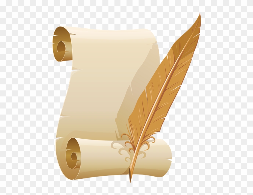 Scrolled Paper And Quill Pen Png Clipart Image - Paper And Quill #1211500