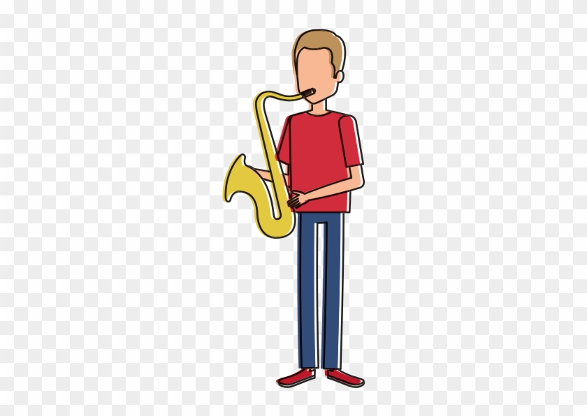Man Playing Saxophone Character - Saxophone #1211634