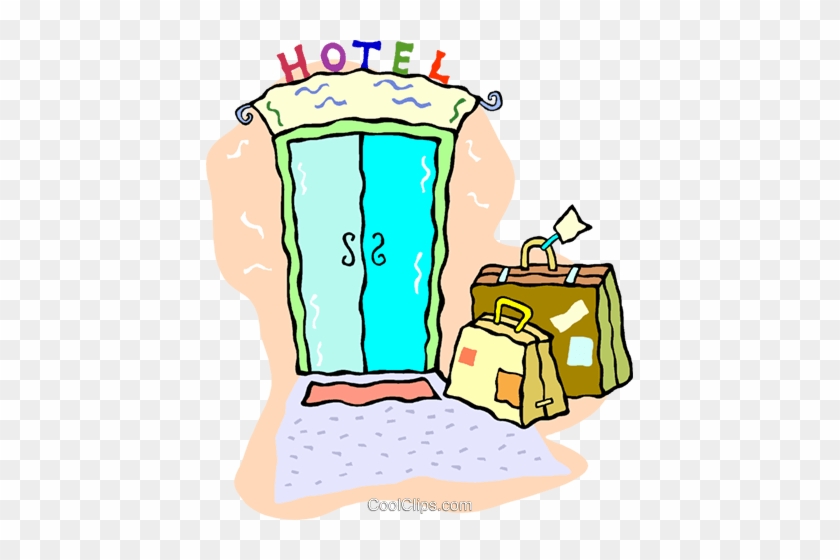 Luggage Sitting Outside Of A Hotel Royalty Free Vector - Hotel #1211755