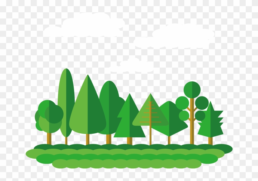 Flat Design Forest Tree - Forest Vector Png #1212115