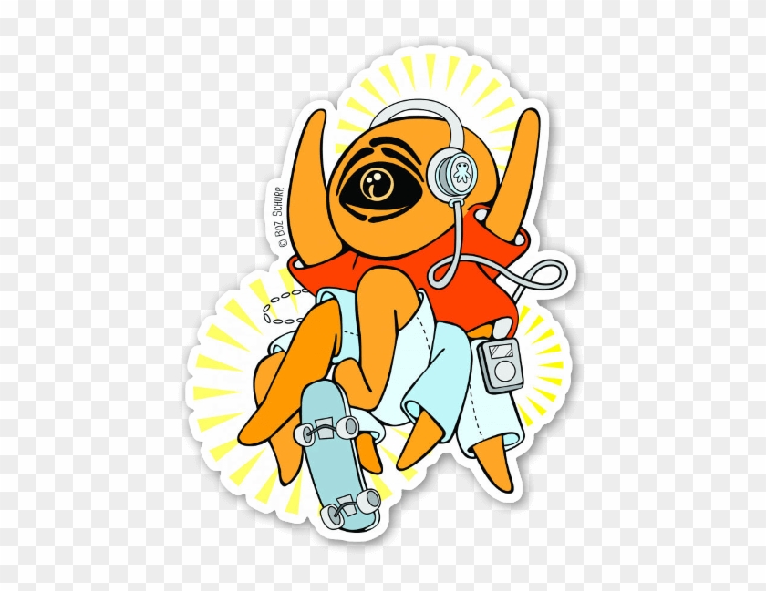Orange Skater Squid Sticker - Squid #1212397