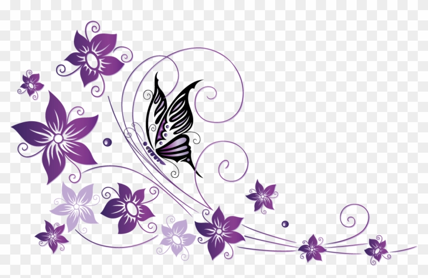 Butterfly Net Violet Tendril Flower - Transparent Purple Butterfly Border #1212515