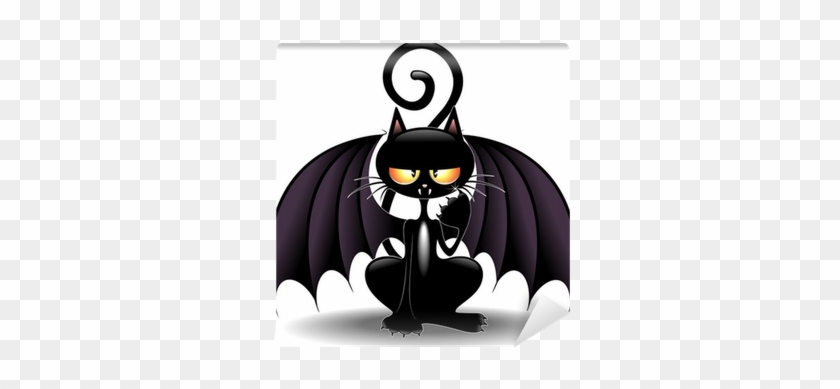 Halloween Bat Cat Cartoon-gatto Pipistrello Wall Mural - Сделай Себе Разгрузочный День Не Грузи Себя #1213051