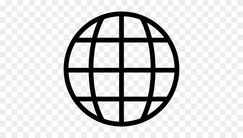 Earth Grid Symbol Vector - World Globe Clipart Black And White #1213310