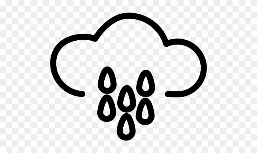 Rain Cloud Outline With Water Drops Free Icon - Rain Cloud Outline #1213359