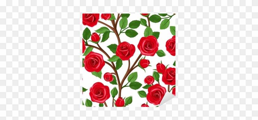 Seamless Background With Branches Of Red Roses - Painting #1213854