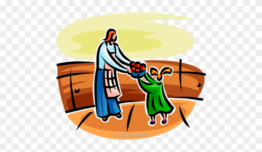 Mother And Child With Fresh Fruits Royalty Free Vector - The Indian In The Cupboard #1213968