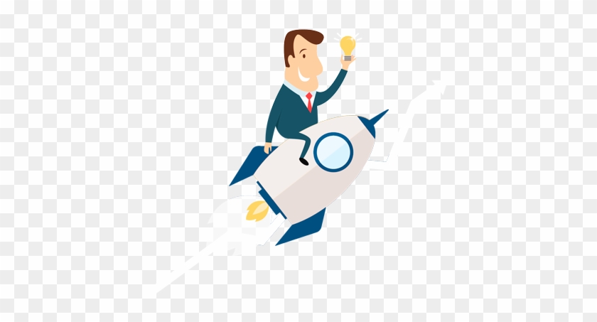 Startup Solution By Ln Webworks - Cartoon Man On A Rocket #1214186